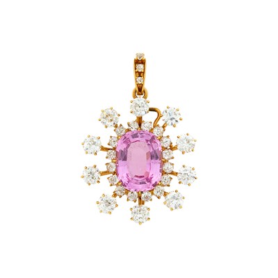 Lot Antique Gold, Pink Topaz and Diamond Pendant