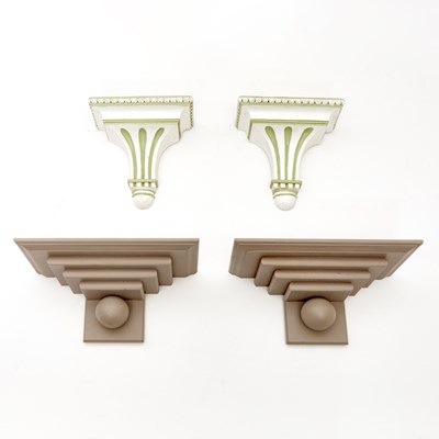 Lot 341 - A Pair of Art Deco Style Charleston Grey Painted Wood Wall Brackets