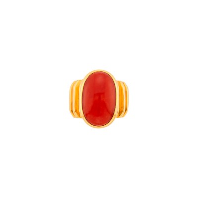 Lot 4 - Gold and Coral Band Ring