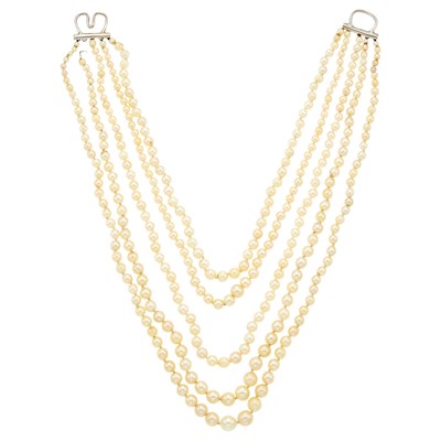 Lot 1192 - Four Strand Cultured Pearl Necklace with Silver Clasp