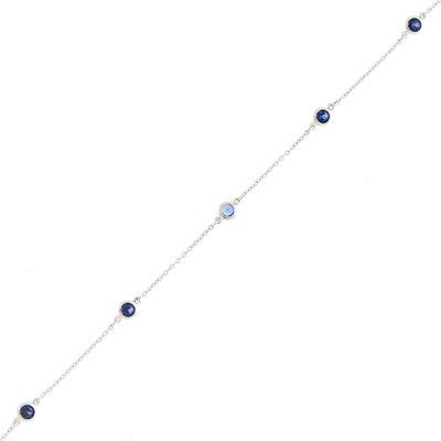 Lot 186 - Tiffany & Co., Elsa Peretti Platinum and Sapphire 'Color by the Yard' Bracelet