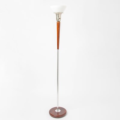 Lot 166A - Art Deco Style Mahogany and Stainless Steel Floor Lamp