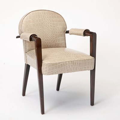 Lot 307 - Art Deco Style Stained Beechwood Leather Upholstered Armchair