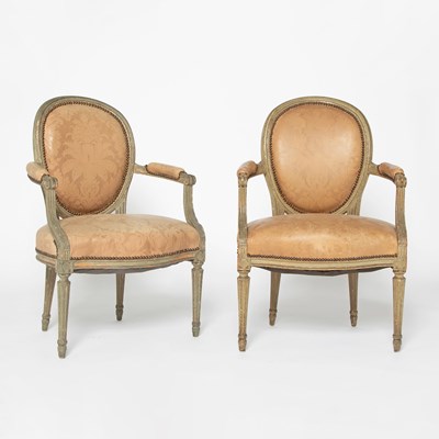 Lot 161 - Set of Two Louis XVI Painted Fauteuils