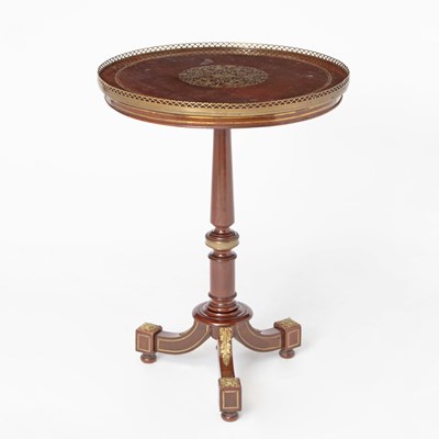 Lot 302 - Regency Style Brass Inlaid Mahogany End Table