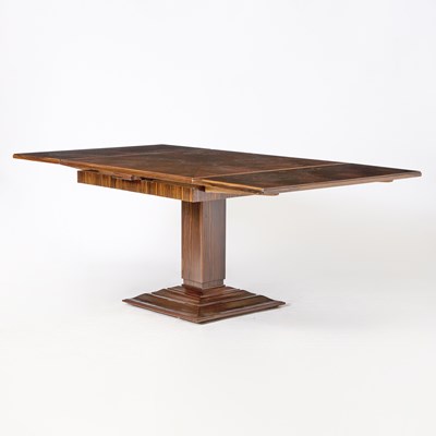 Lot 156 - Attributed to Emile Jacques Ruhlmann Rosewood Draw Leaf Pedestal Dining Table