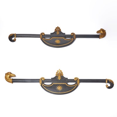 Lot 471 - Pair of Empire Style Black Painted and Parcel-Giltwood Architectural Elements