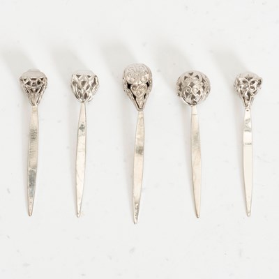 Lot 145 - Set of Five Sterling Appetizer Picks