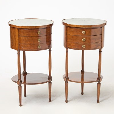 Lot 197 - Pair of Empire Marble Top Mahogany End Tables