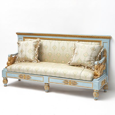 Lot Italian Neoclassical Style Upholstered Painted Wood Sofa