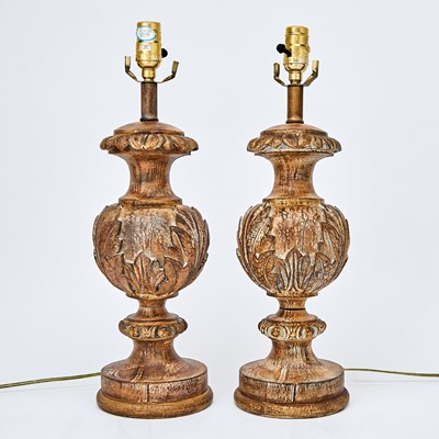 Lot 198 - Pair of Faux Wood Composite Lamps