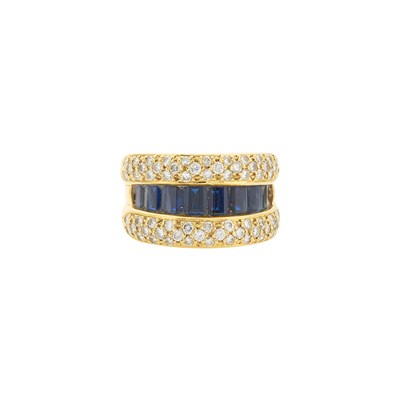 Lot 1177 - Gold, Synthetic Sapphire and Diamond Ring