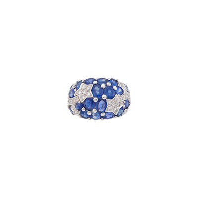 Lot 1174 - White Gold, Sapphire and Diamond Shooting Star Bombé Ring