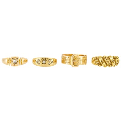 Lot 2192 - Four Antique Gold and Diamond Rings