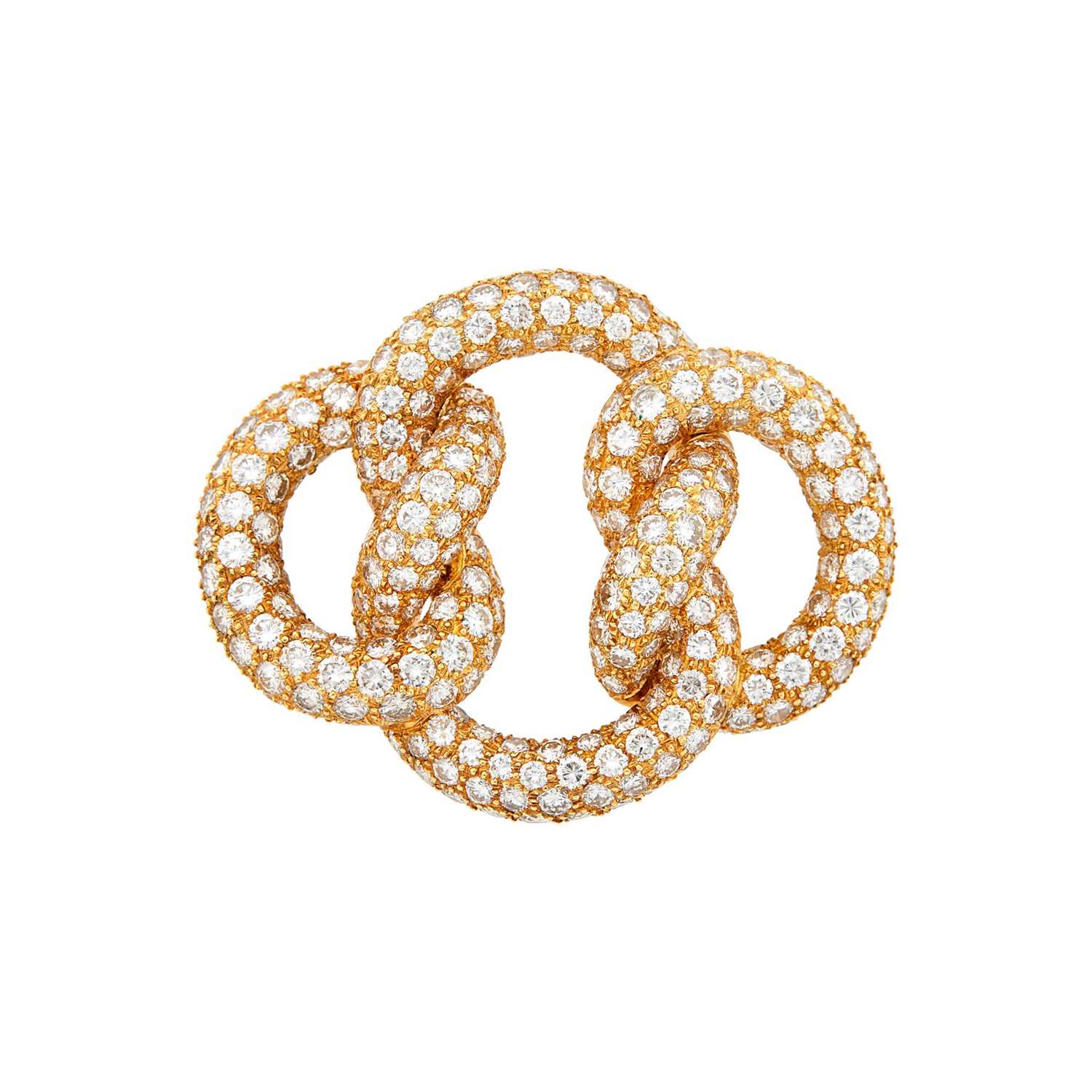 Lot 100 - Gold and Diamond Knot Brooch