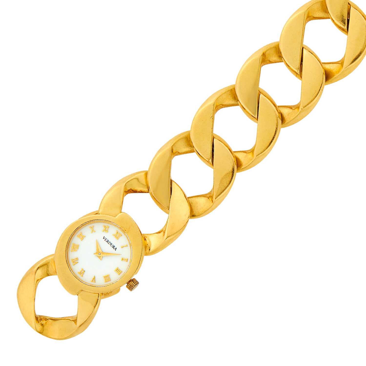 Lot 13 - Verdura Gold 'Curb-Link' Bracelet-Watch