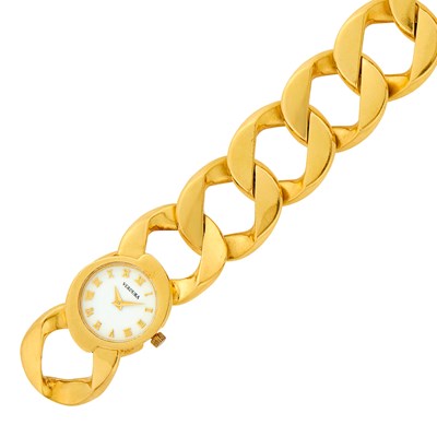 Lot Verdura Gold 'Curb-Link' Bracelet-Watch