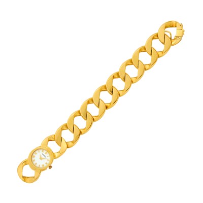 Lot 13 - Verdura Gold 'Curb-Link' Bracelet-Watch