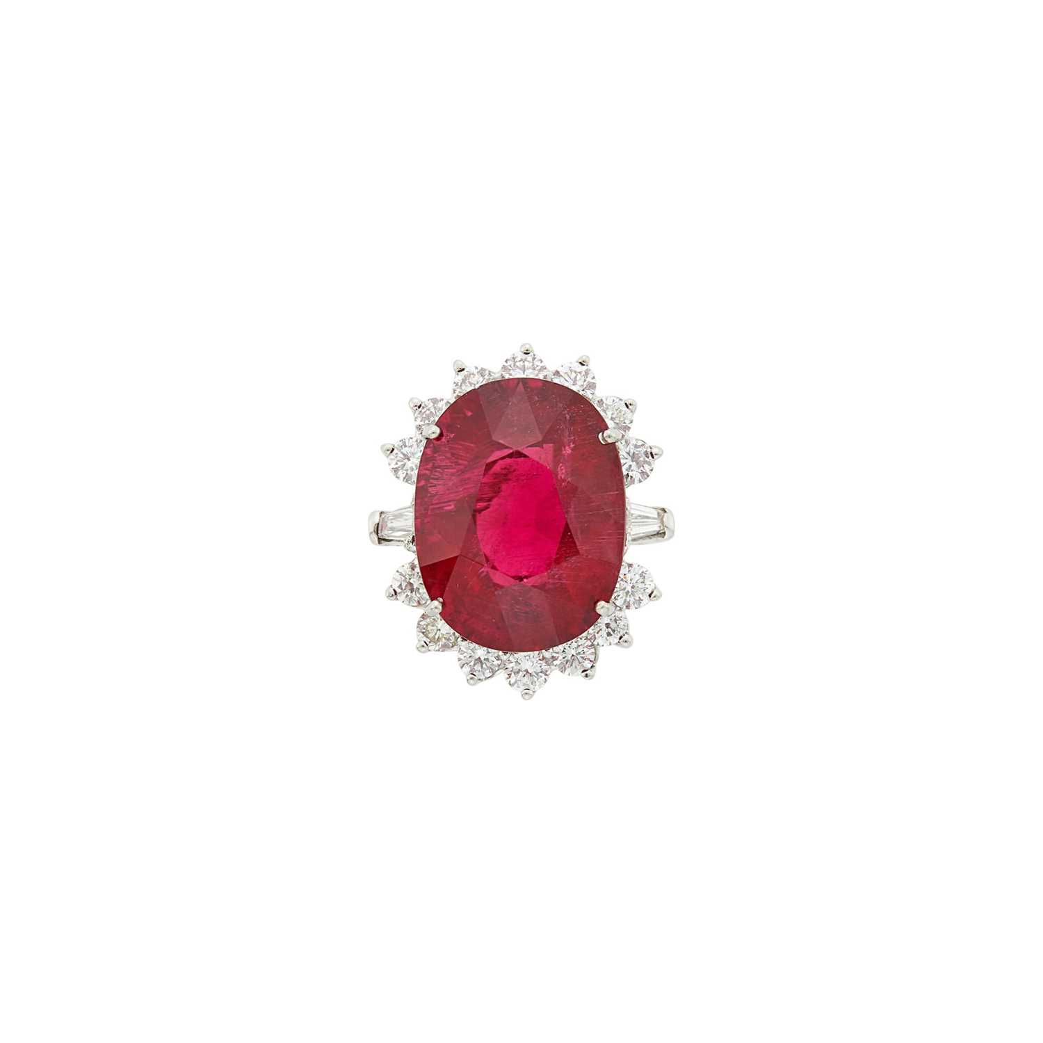 Lot 132 - Platinum, Rubellite and Diamond Ring