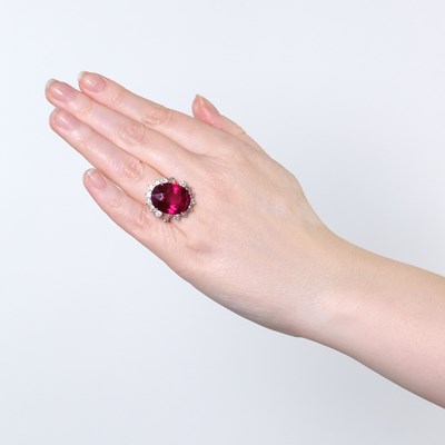 Lot 132 - Platinum, Rubellite and Diamond Ring