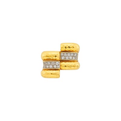 Lot Andrew Clunn Hammered Gold, Platinum and Diamond Ring