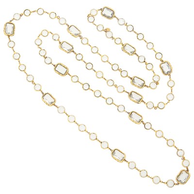 Lot 1309 - Chanel Long Paste 'Chicklet' Necklace