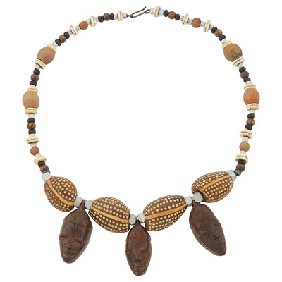 Lot 2163 - African Nut, Wood and Walnut Bead Necklace