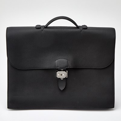 Lot 1205 - Hermès Black Togo Leather 'Sac A Depeche' 41 Briefcase