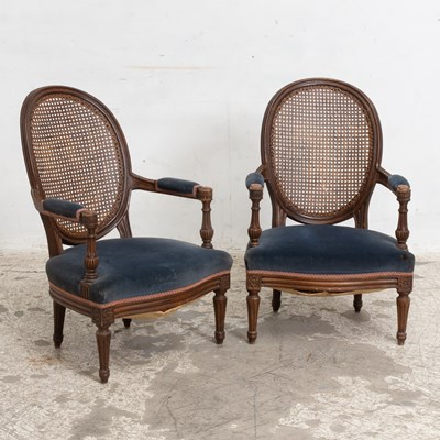 Lot 319 - Pair of Caned Back Fauteuil