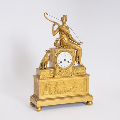 Lot 215 - Gilt Metal Figural Mantle Clock