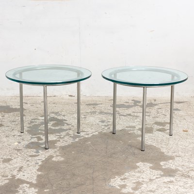 Lot 176 - Pair of Chrome Glass Top Coffee Tables