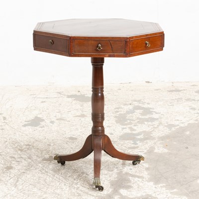 Lot 60 - Mahogany Leather Top Octagonal Side Table