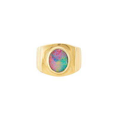 Lot 2388 - Gold and Black Opal Ring