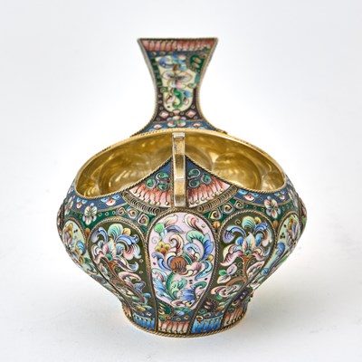 Lot 67 - Russian Silver-Gilt and Cloisonné Enamel Kovsh