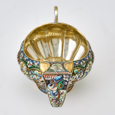 Lot 67 - Russian Silver-Gilt and Cloisonné Enamel Kovsh