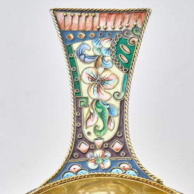 Lot 67 - Russian Silver-Gilt and Cloisonné Enamel Kovsh
