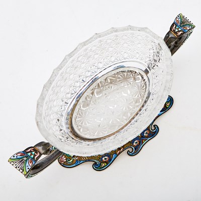 Lot 68 - Russian Silver-Gilt, Cloisonné Enamel and Cut Glass Center Bowl