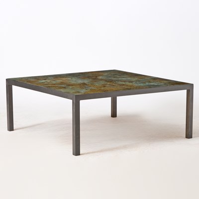 Lot 241 - Steel and Verre Eglomise Coffee Table