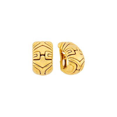 Lot 151 - Bulgari Pair of Gold 'Alveare' Hoop Earclips