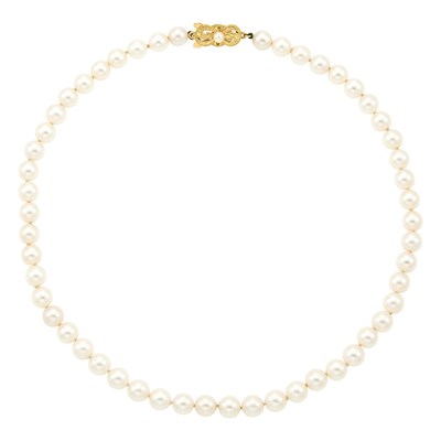 Lot 1009 - Mikimoto Cultured Pearl Necklace with Gold Clasp