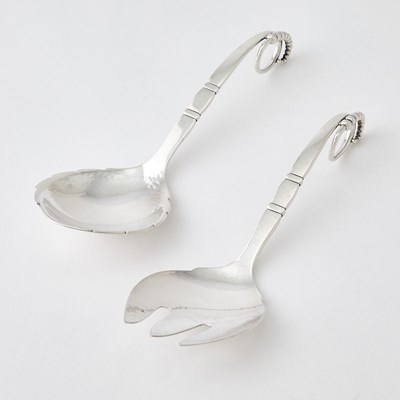 Lot 192 - Georg Jensen Sterling Silver "Blossom" Pattern Serving Fork and Spoon