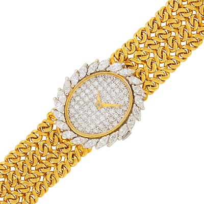 Lot 89 - Two-Color Gold and Diamond Wristwatch