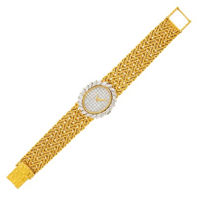 Lot 89 - Two-Color Gold and Diamond Wristwatch