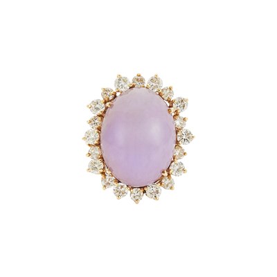 Lot 1017 - Gold, Lavender Jade and Diamond Ring