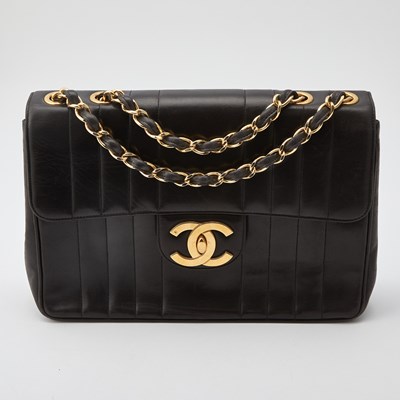 Lot 1212 - Chanel Black Lambskin Leather Flap Bag