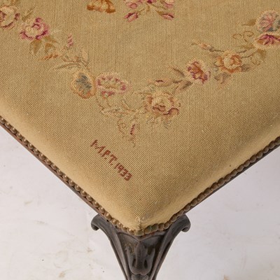 Lot 160 - George III Style Needlepoint Upholstered Mahogany Bench