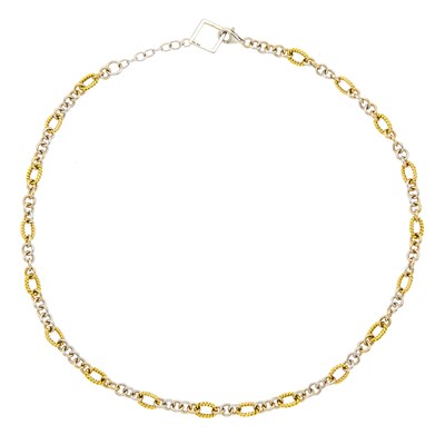 Lot 1200 - Two-Color Gold Chain Link Necklace