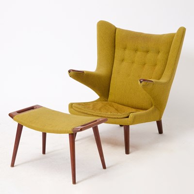 Lot 181 - Hans Wegner for A.P. Stolen Teak and Upholsterd “Papa Bear” Armchair and Ottoman