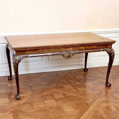 Lot 102 - George II Style Walnut and Parcel-Gilt Center Table