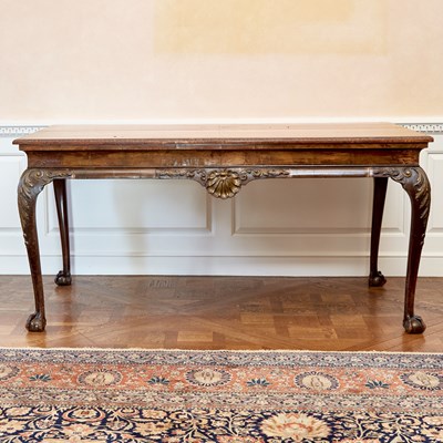 Lot 102 - George II Style Walnut and Parcel-Gilt Center Table